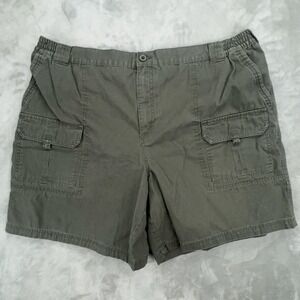 Basic Editions Mens Cargo Shorts Olive Green Elastic Waist Cotton XXL